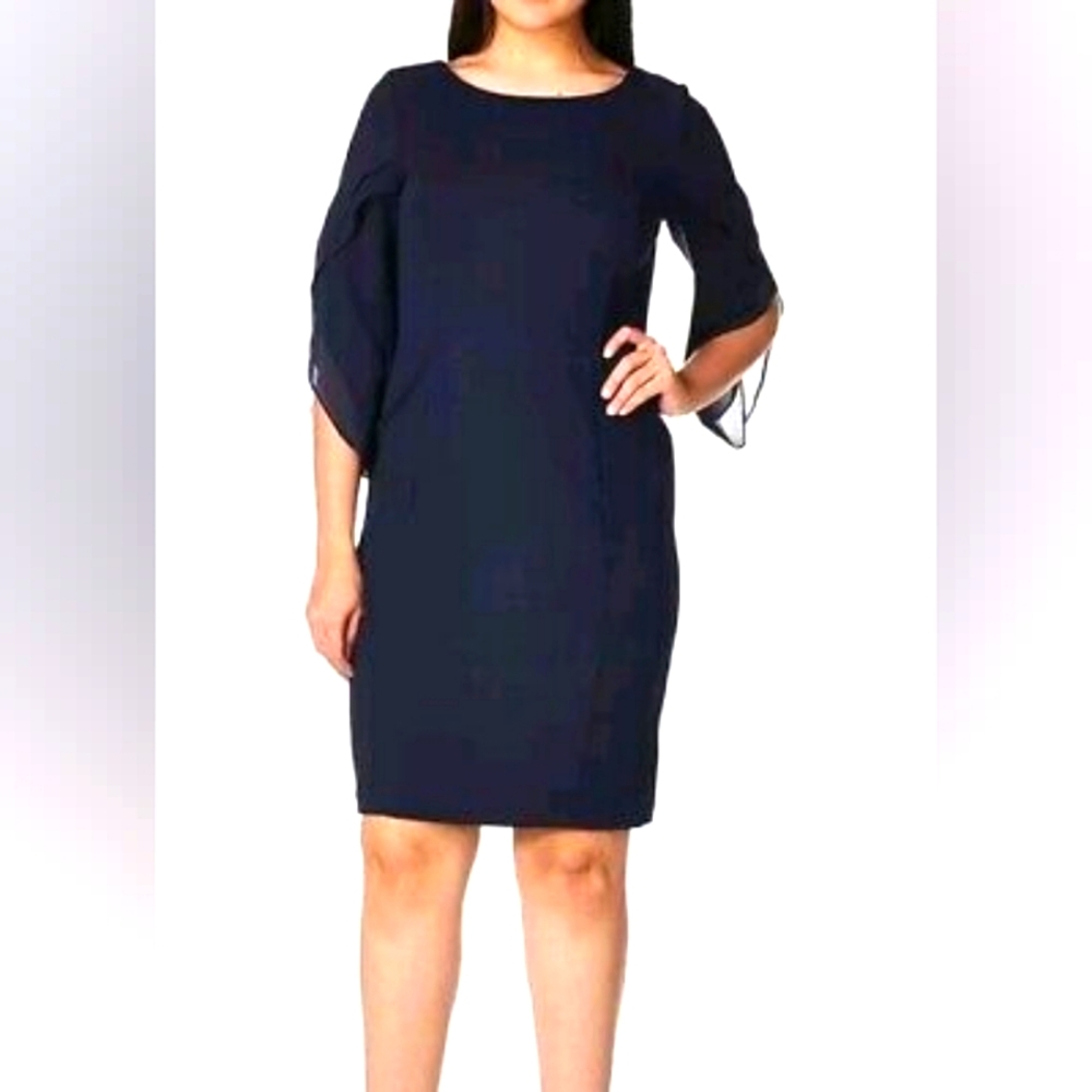 DKNY NWT Navy Tulip Sleeve Sheath Dress